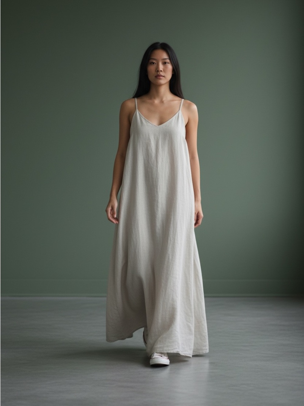 💯 linen midi dress
